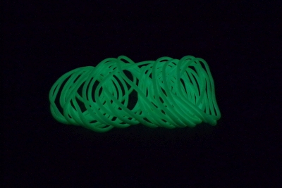 Glow-in-the-dark paracord with the room darkened